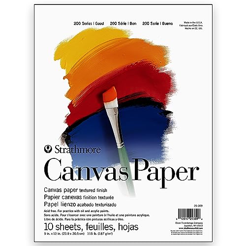 10 Sheets Canvas Paper, Tape Bound Pad, 9x12 inches,(115lb/187g) - Artist Paper for Adults and Students - Oil Paint, Acrylic Paint, Mixed Media, Art Journaling