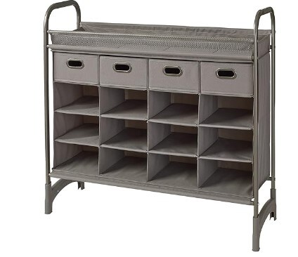 16 Cube Storage Organizer - 4-Tier Stackable Shoe Organizer - Free Standing Cube Shoe Rack With Drawers