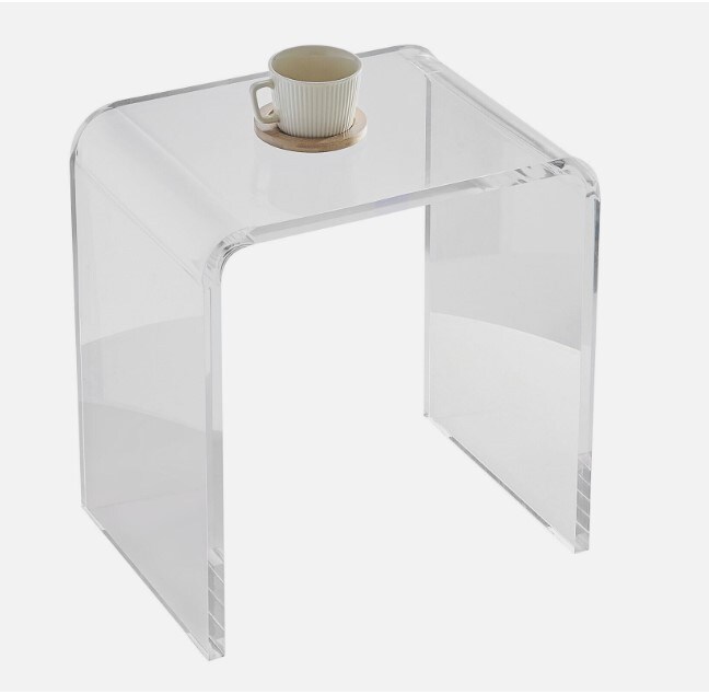 C-Shaped Lucite Clear Side Table Acrylic End Table for Living Room &#x26; Study