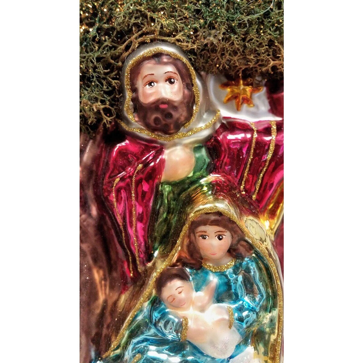 Casual Nativity Scene Glass Christmas Ornament