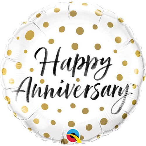 18&#x22; Happy Anniversary Gold Dots Balloon