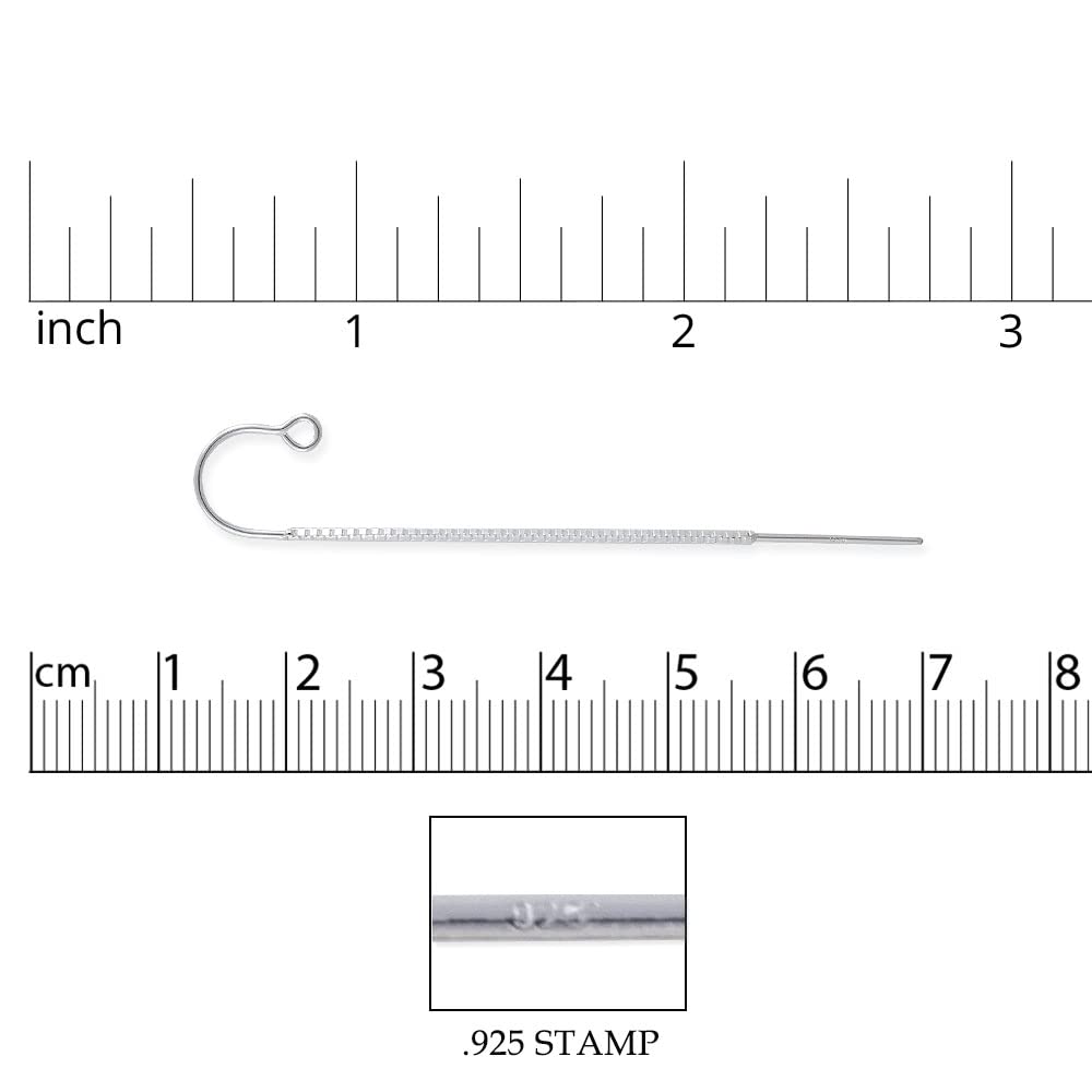 JewelrySupply Sterling Silver Box Chain Earring Threaders with Open Jump Ring (1 Pair of Sterling Silver Earrings)