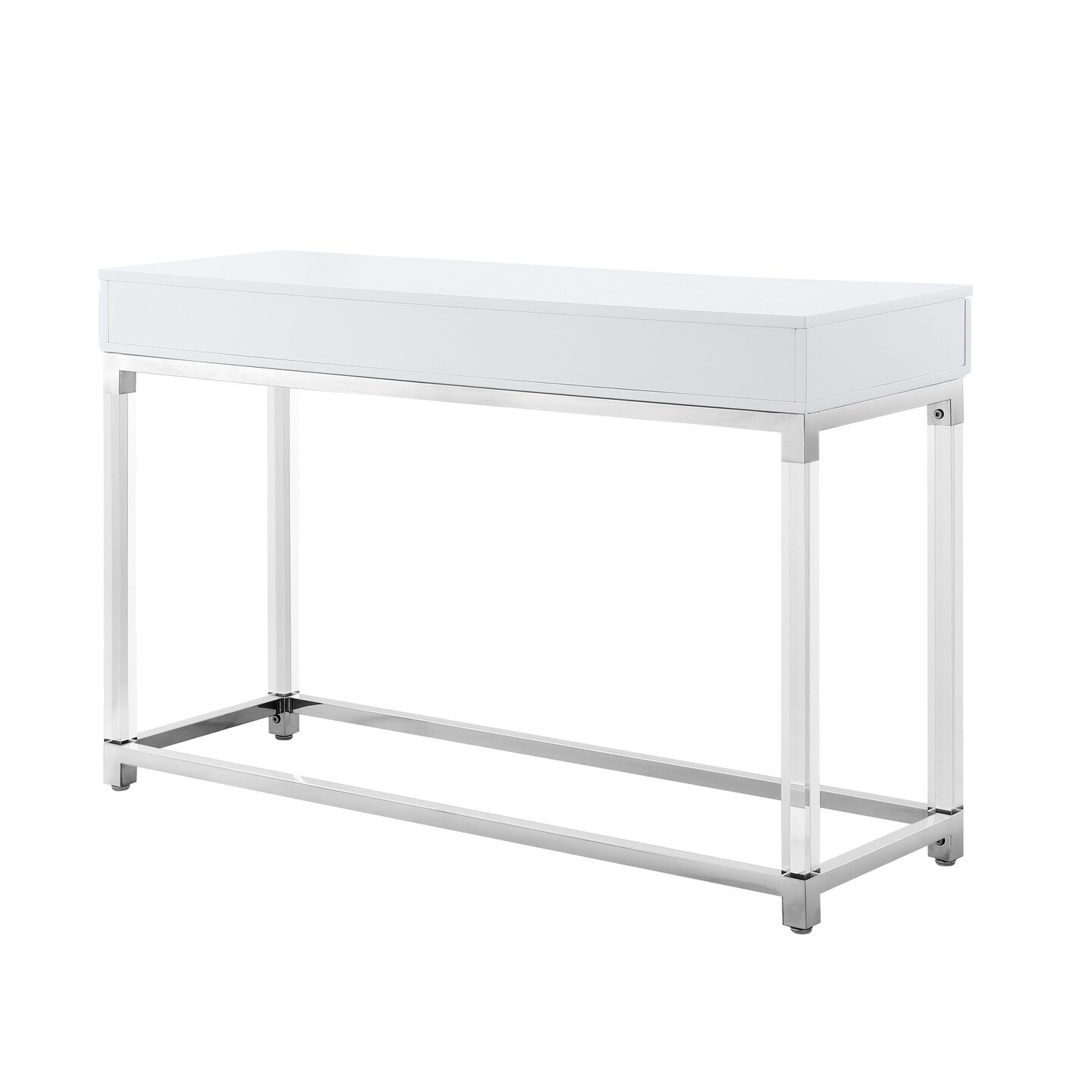 Caspian High Gloss 2 Drawer Acrylic Leg Metal Base Console Table
