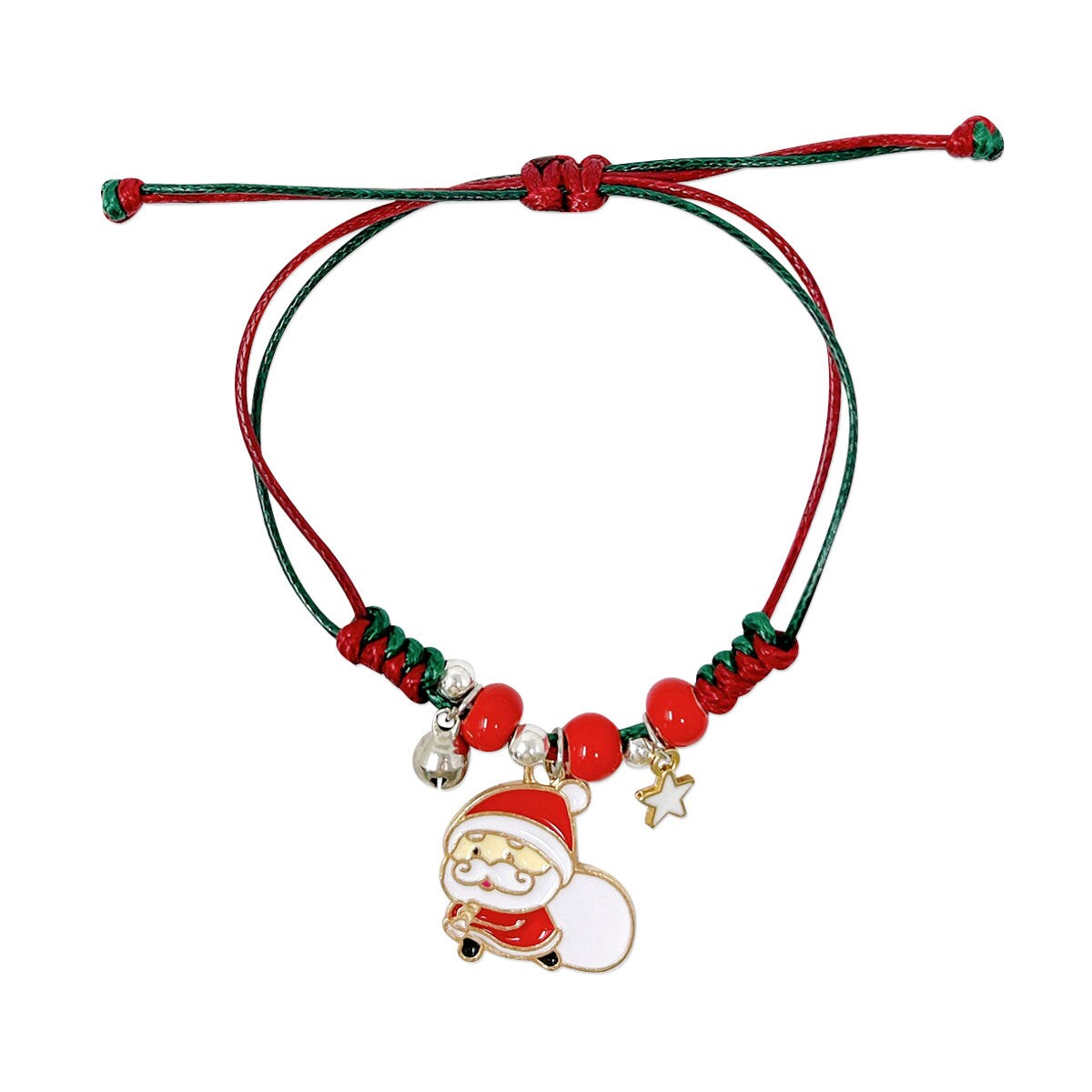 Wrapables Friendship Beaded Enamel Charm Bracelet, Santa