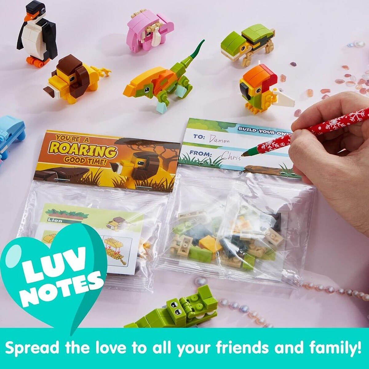 Plastic Animal Building Blocks with Gift Cards for Valentine&#x27;s Gift