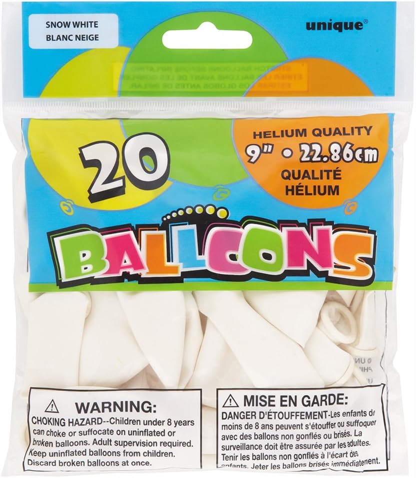 Snow White Latex Balloons, 9&#x22; (20-Pack) - Premium-Quality &#x26; Vibrant Party Decorations, Perfect for Any Celebration