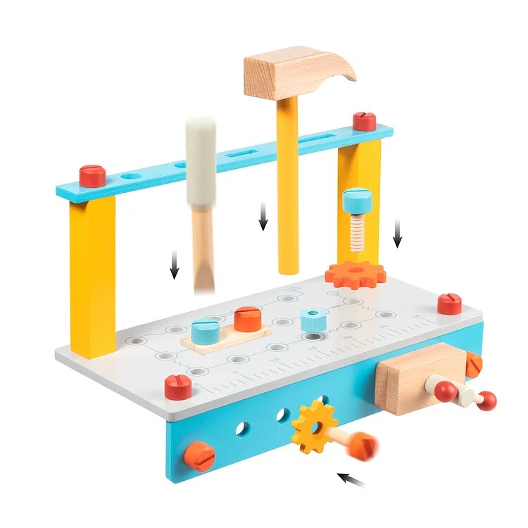 ROBUD Wooden Orange Kids Tool Bench Workbench WGJ01