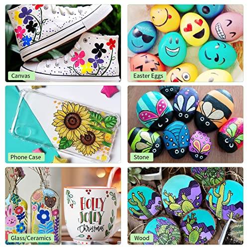 36 Colors Acrylic Paint Markers Paint Pens , Betem Premium Medium Tip Acrylic Paint Pens for Wood, Canvas, Stone, Rock Painting, Glass, Ceramic Surfaces, DIY Crafts Making Art Supplies