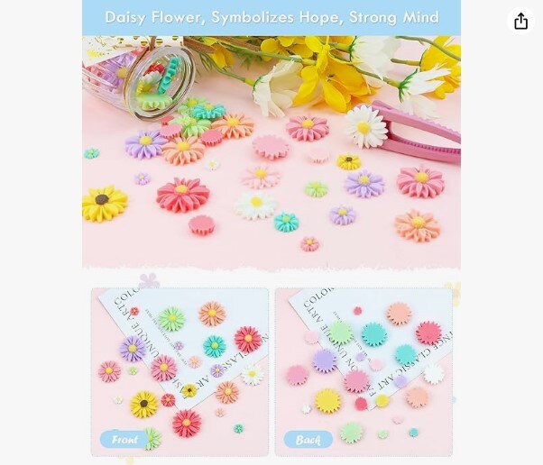 9 Colors Flatback Resin Flower Beads 108 Pcs Resin Flower Daisy Cabochons Daisy Flat Back Charms for Jewelry Making and Scrapbooking