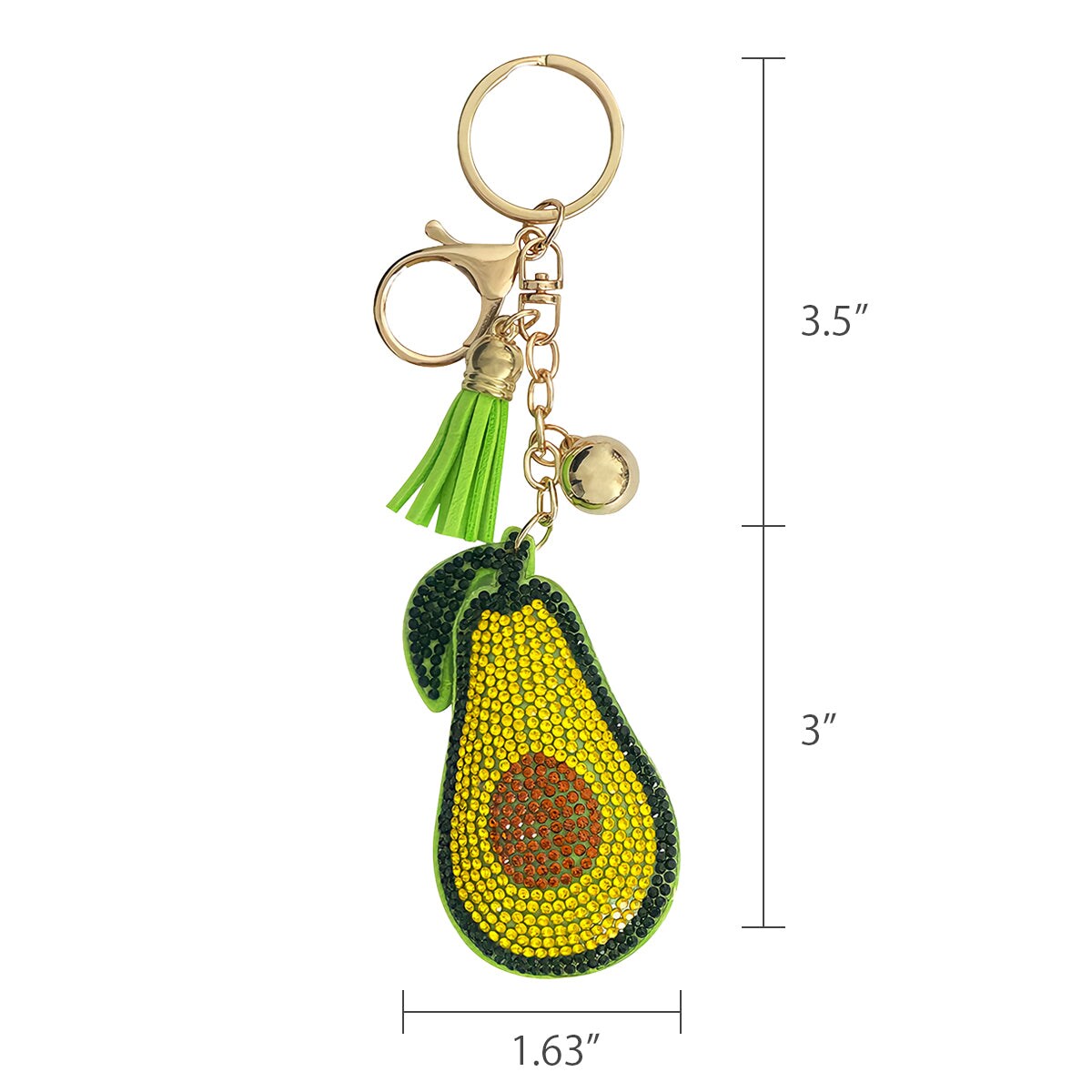 Wrapables Crystal Bling Key Chain Keyring Car Purse Handbag Pendant Charm, Avacado