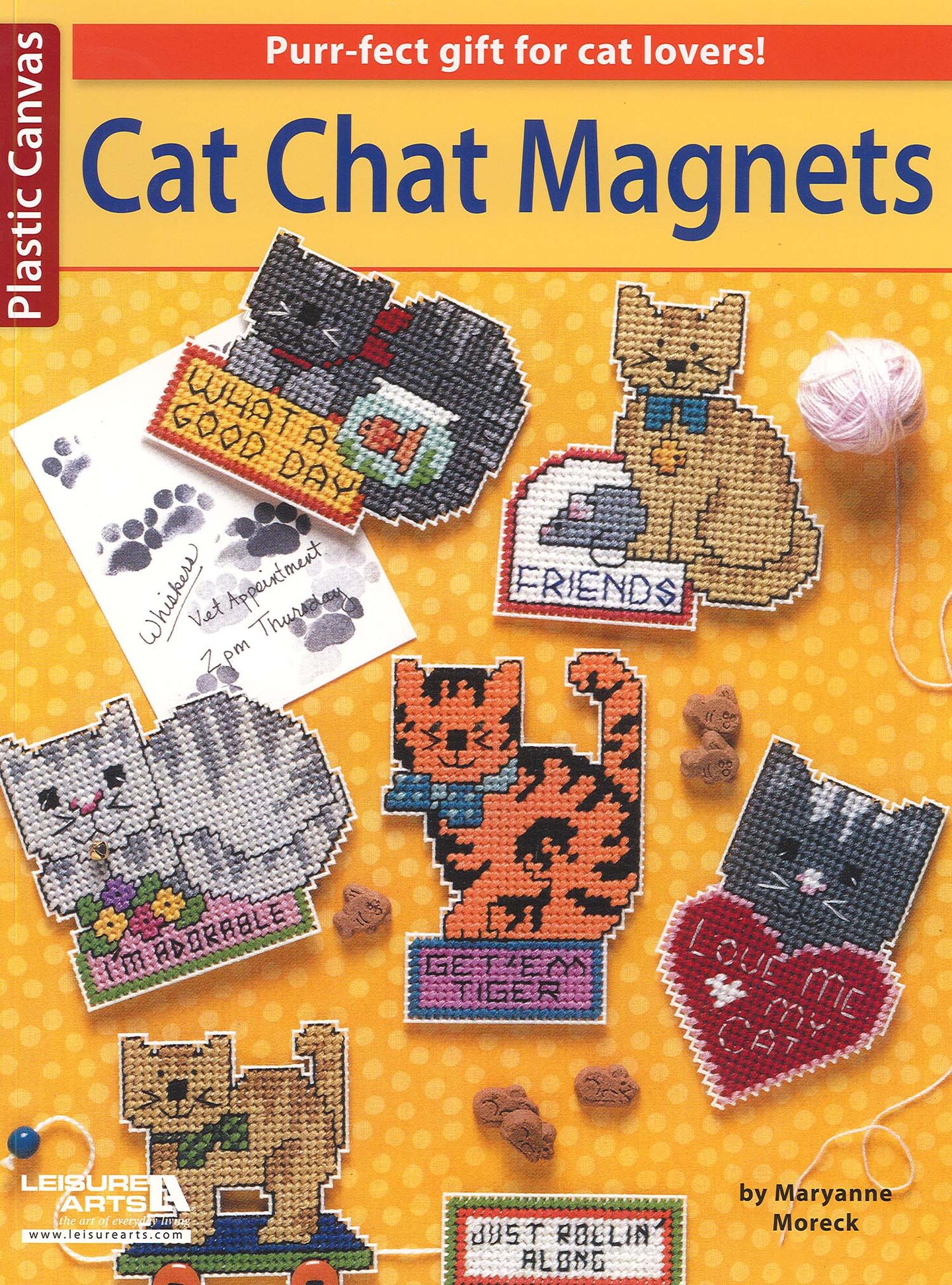 Leisure Arts Plastic Canvas Cat Chat Magnets Cross Stitch Book
