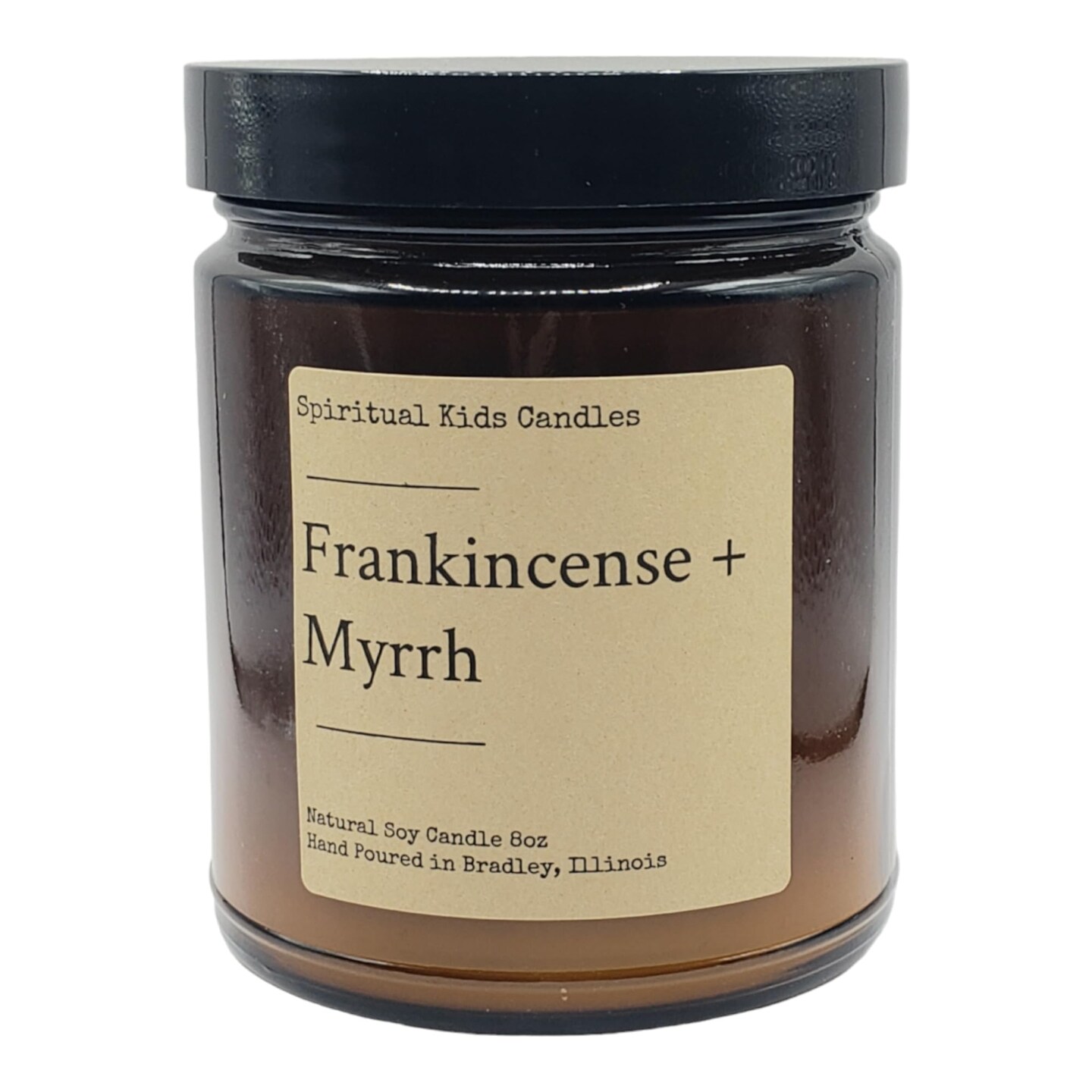 Frankincense &#x26; Myrrh 8oz Glass Jar Candle Hand Poured with All Natural Soy Wax and Fragrant/ Essential Oils