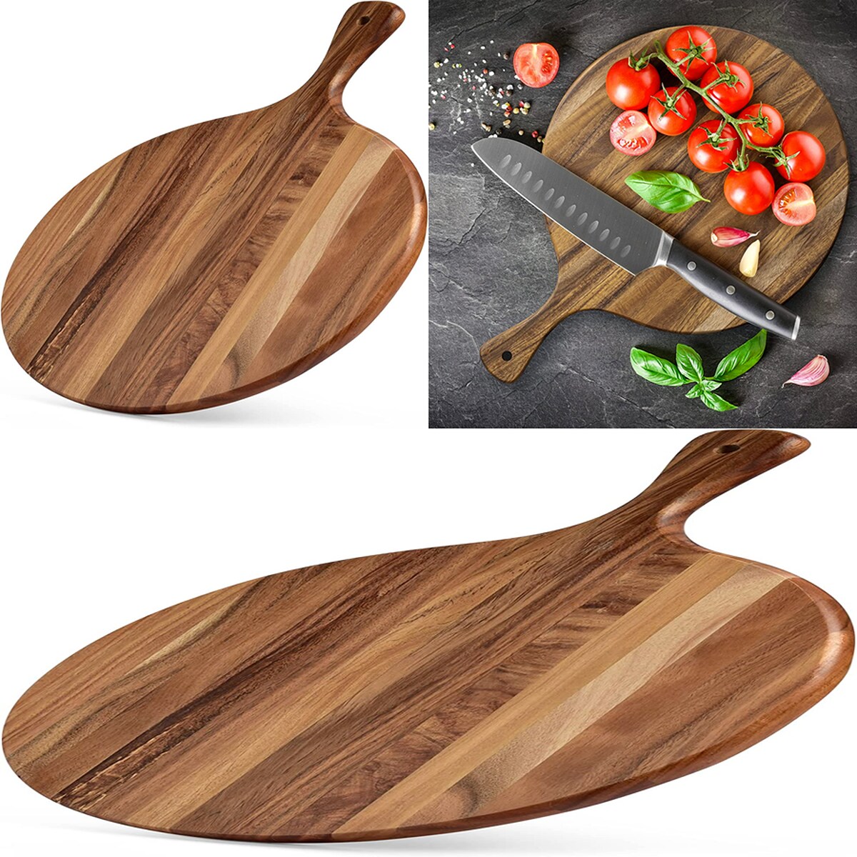 16x12 Inches Round Cutting Board with Handle