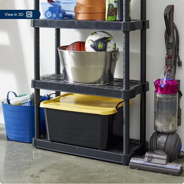 55-Quart Plastic Stackable Storage Unit Bin, Black and Yellow (6 Pack)