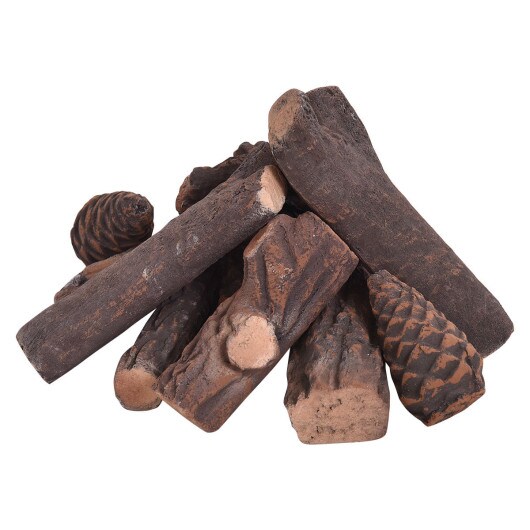 9 pcs Ceramic Fireplace Logs Imitation Wood Gas Log Set for Indoor Outdoor Fireplaces