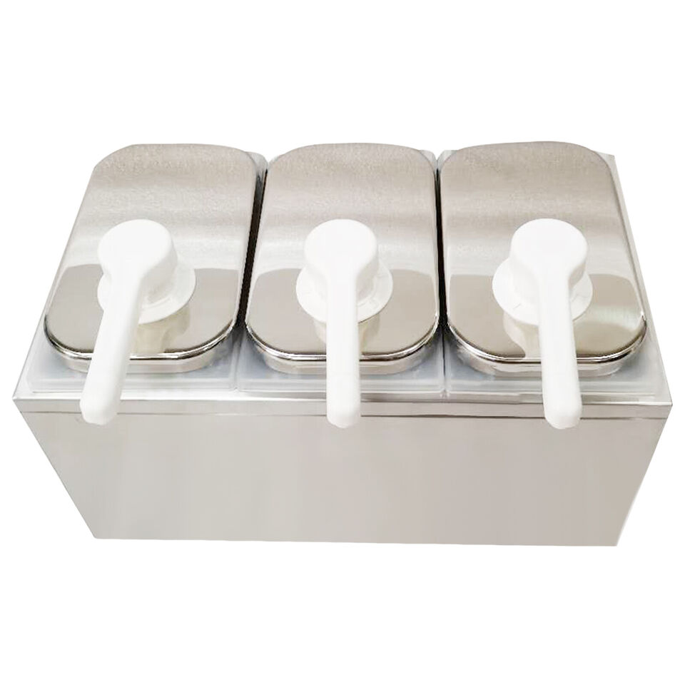 Kitcheniva Sauce Condiment Dispenser Three Heads Pump Catering Stainless