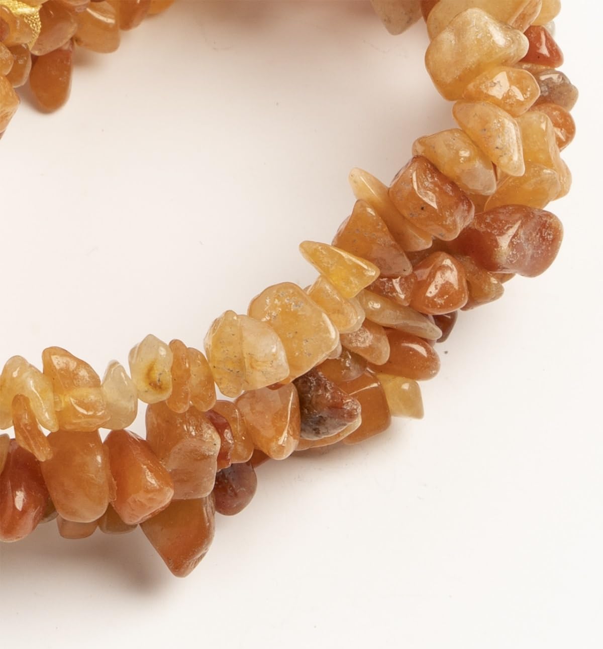 Earth&#x27;s Jewels Semi-Precious Peach Aventurine Orange Chips Bracelet 3-Strand