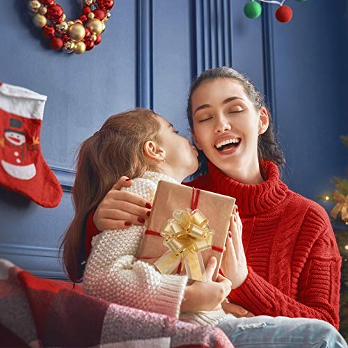 WILLBOND 20 Pieces Pull Bow Gift Wrapping Pull Bow Ribbon Pull Bows for Christmas Wedding Baskets Valentine's Day Bows Multicolor Ribbon Bow for Gift Wrapping (Gold, 6 Inch)