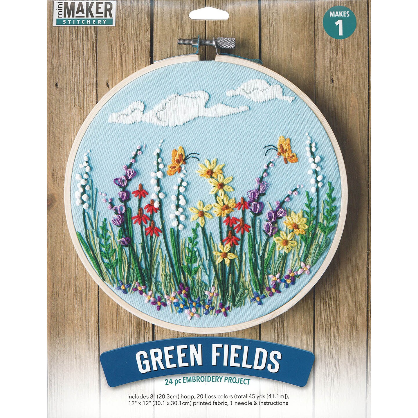 Leisure Arts Embroidery Kit 8" Green Fields - embroidery kit for beginners - embroidery kit for adults - cross stitch kits - cross stitch kits for beginners - embroidery patterns