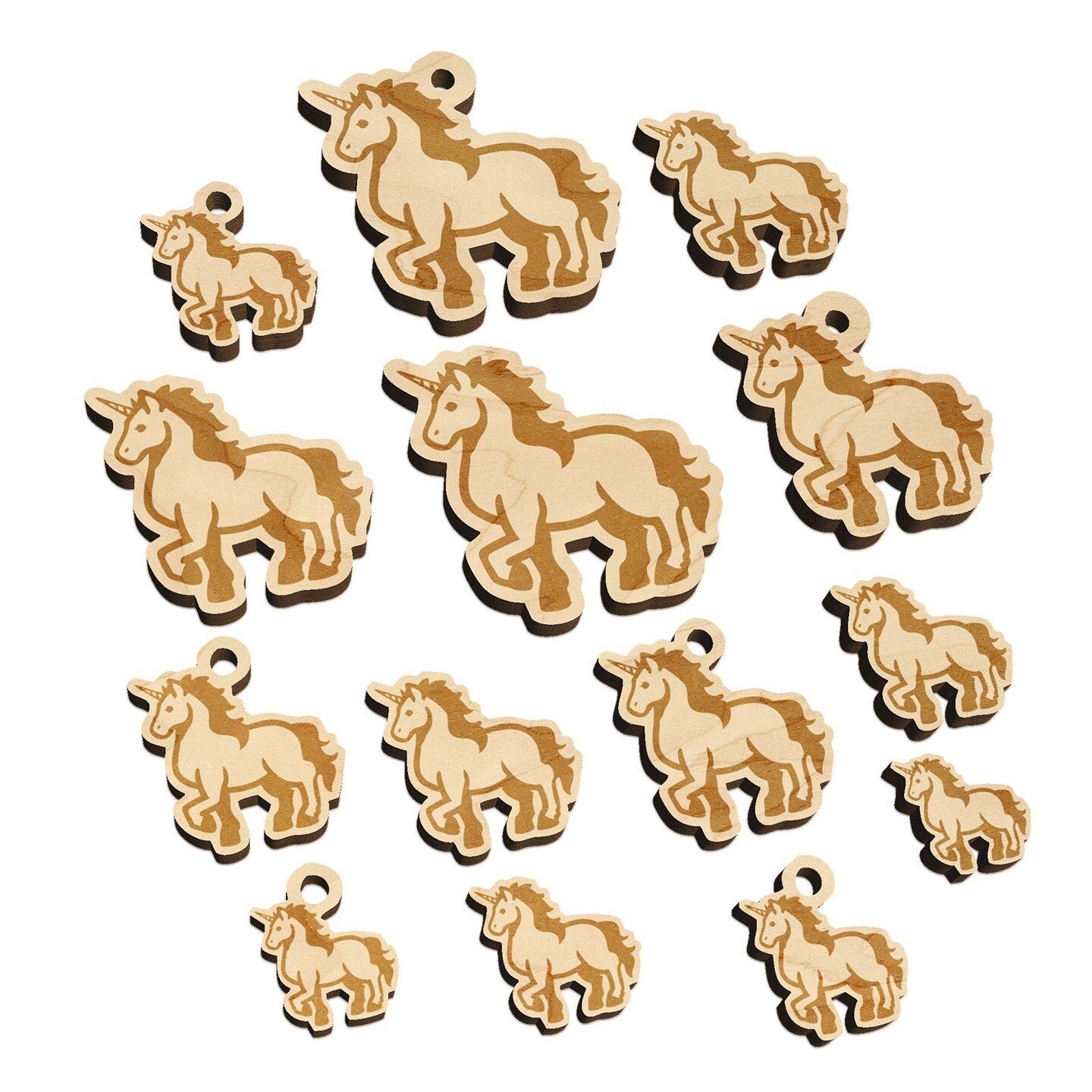 Elegant Majestic Mythical Unicorn Mini Wood Shape Charms Jewelry DIY Craft