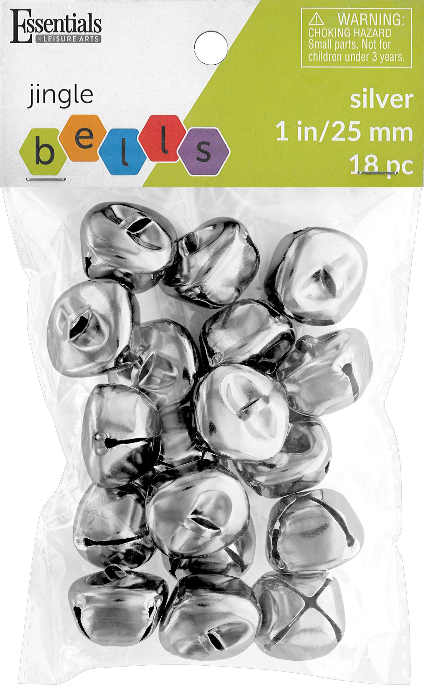 Essentials By Leisure Arts Arts Jingle Bells 25mm Silver 18pc