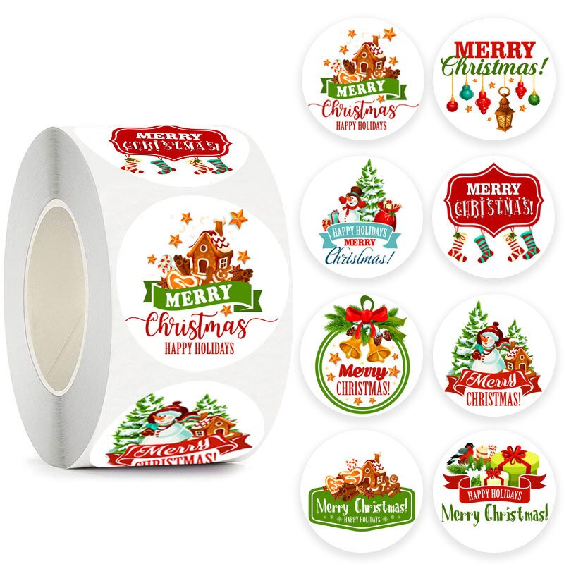 1360 Pcs Christmas Stickers Roll for Envelopes and Gifts Merry Christmas Ornament Stickers for Kids Holiday Stickers for Christmas Cards Present