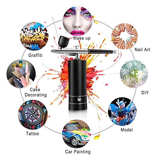 Airbrush Kit with Compressor 30PSI Portable Airbrush Gun Rechargeable  Handheld Cordless Air Brush for Nails Art, Painting, Cake Decor, Cookie,  Mode