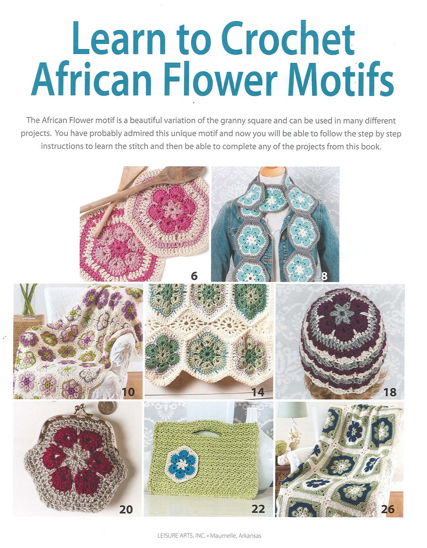 Leisure Arts Learn Crochet African Flower Motif Crochet Book