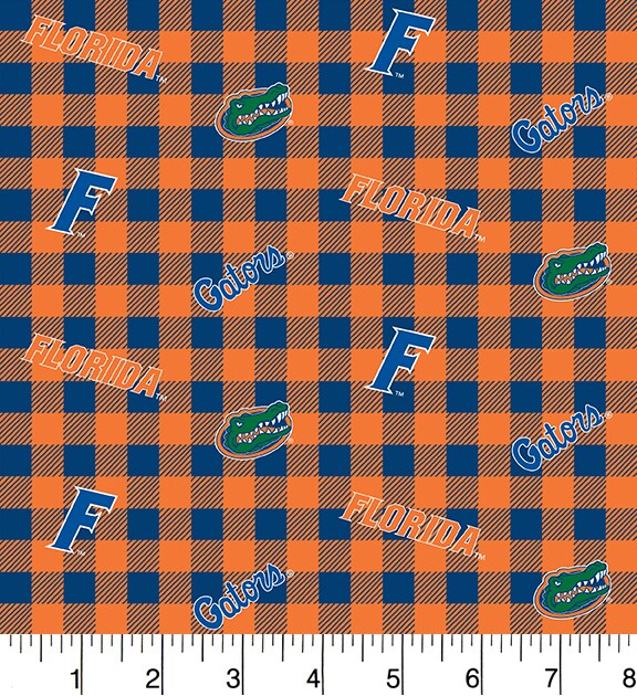 Sykel Enterprises-University of Florida Cotton Fabric-Florida Gators Buffalo Plaid Cotton Quilting Fabric