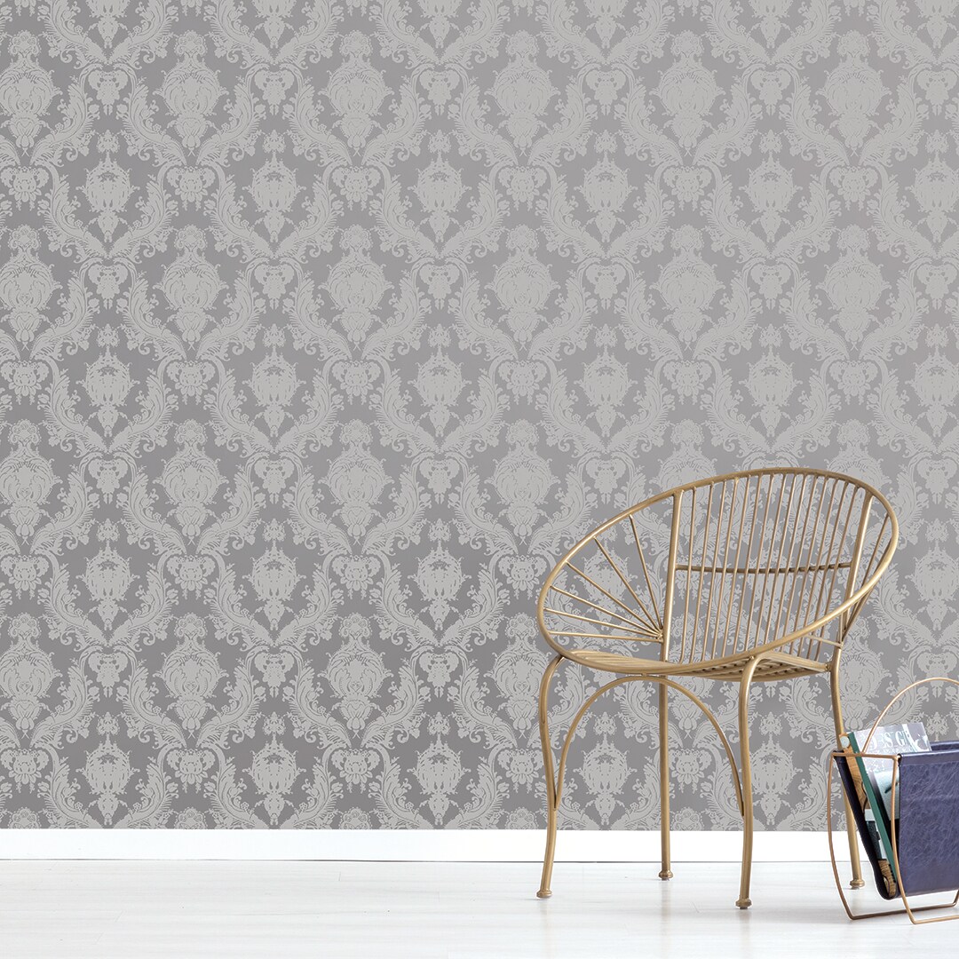 Tempaper Damsel Textured Peel and Stick Wallpaper Metallic Platinum