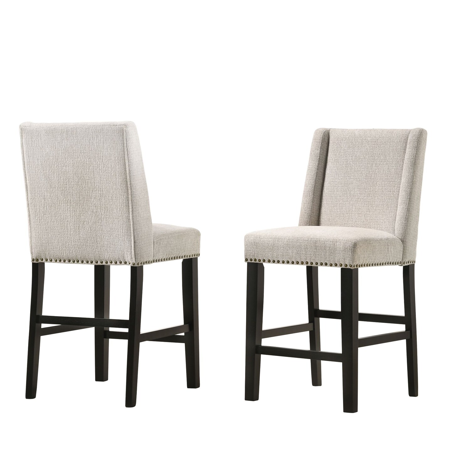 Contemporary Home Living Set of 2 Beige and Brown Upholstered Counter Stools 41.5&#x22;