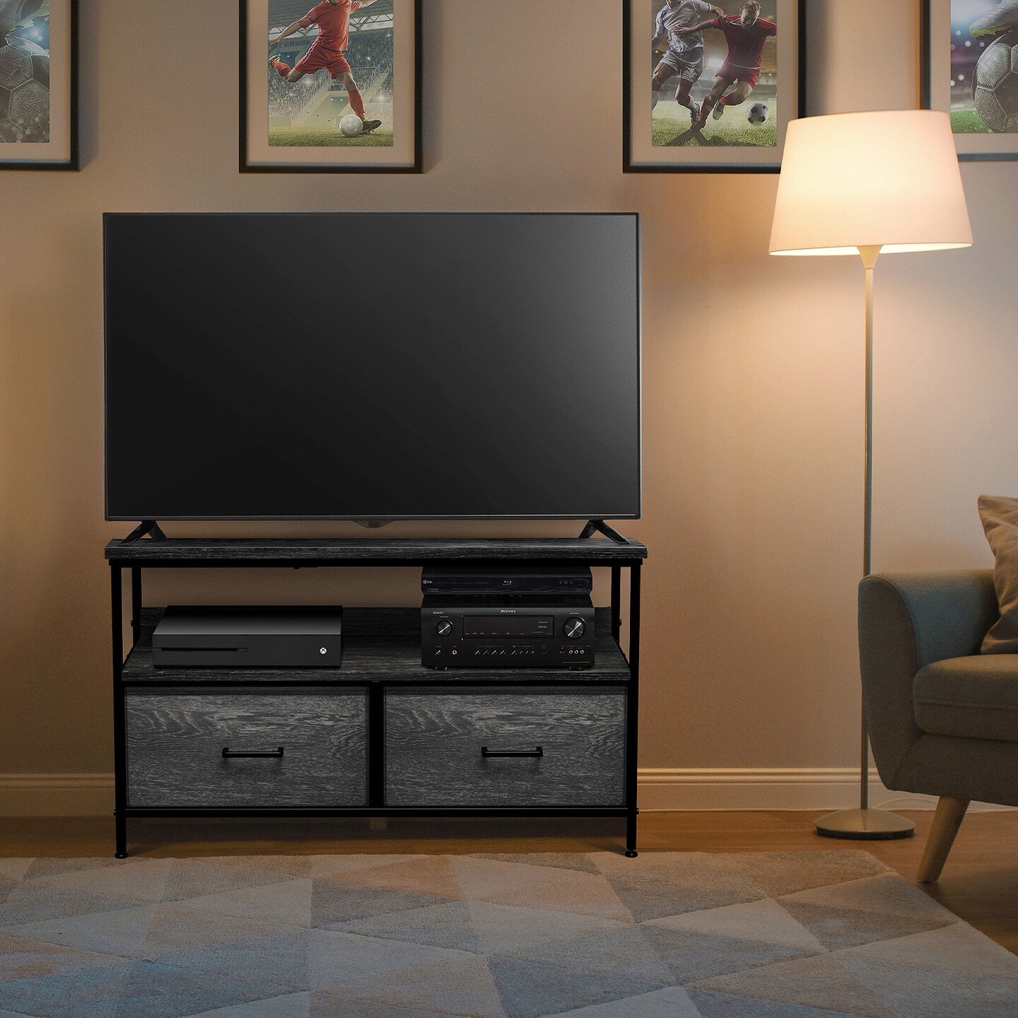 Sorbus TV Stand Dresser with 2 Drawers - Television Riser Chest with Storage - Bedroom, Living Room, Closet, &#x26; Dorm Furniture
