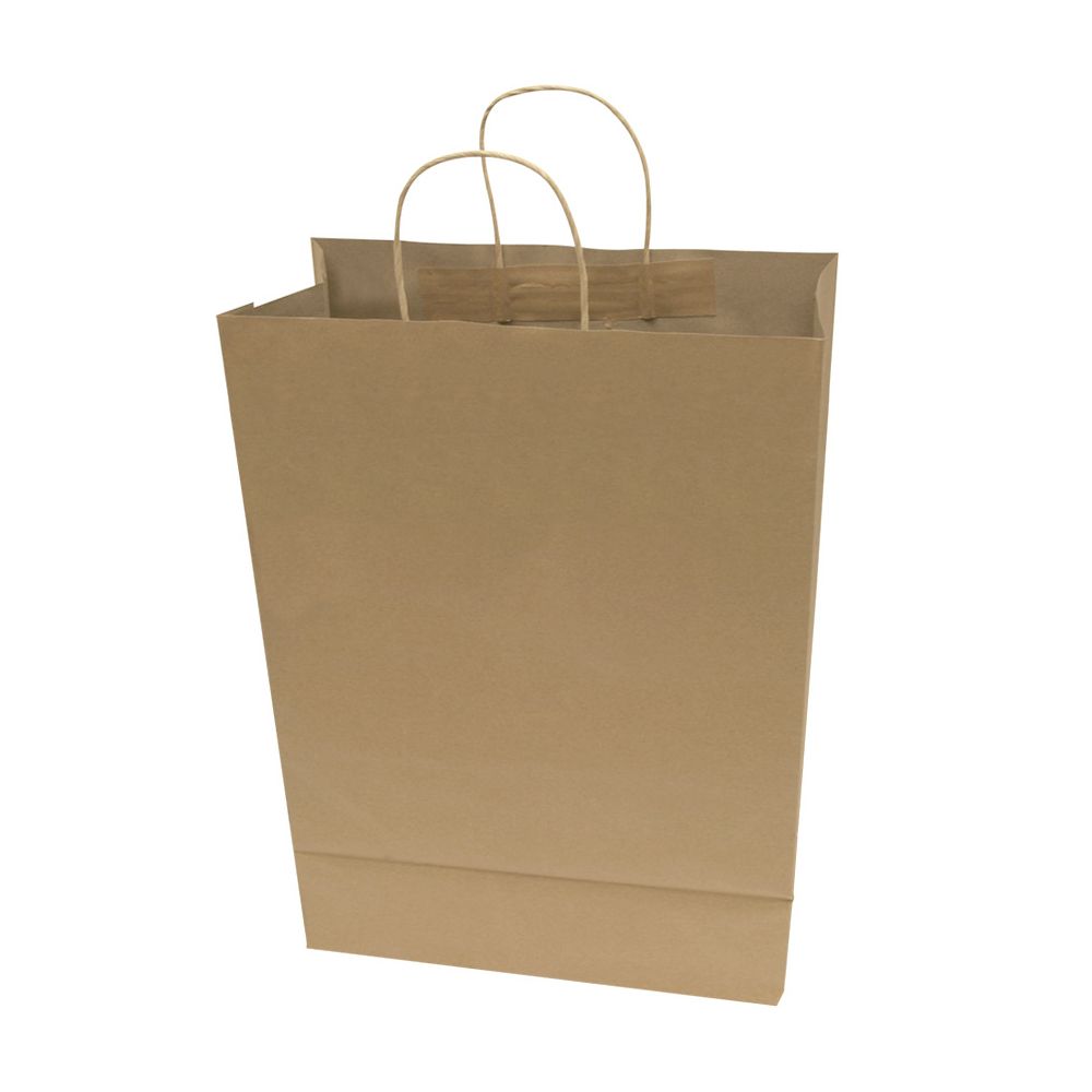 COSCO Gift and Shopping Bags, Kraft with Twisted Paper Handles, 17" x 12" x 6.5", 50 count