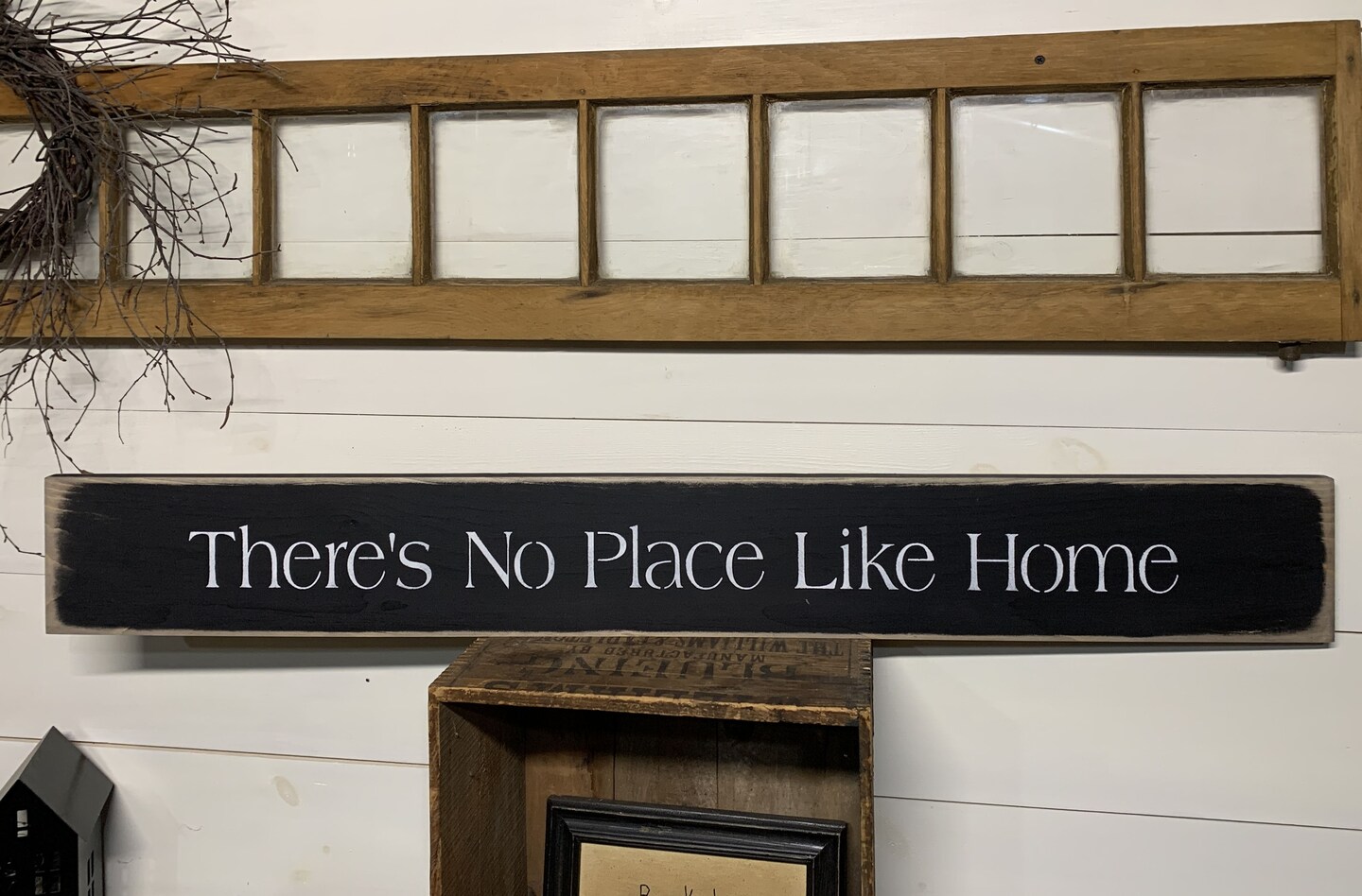 S112 Handmade wood sign 44 x 5.5 x .75. There's No Place Like Home