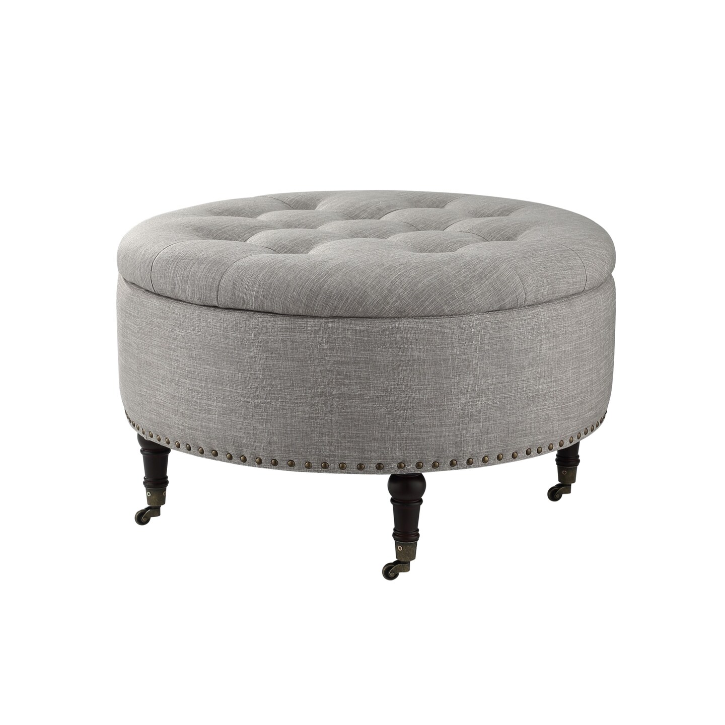 Renata Linen Button Tufting Ottoman