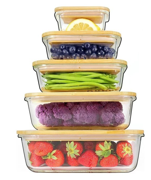 Glass Containers with Bamboo Lids Urban Green, Meal Prep Glass