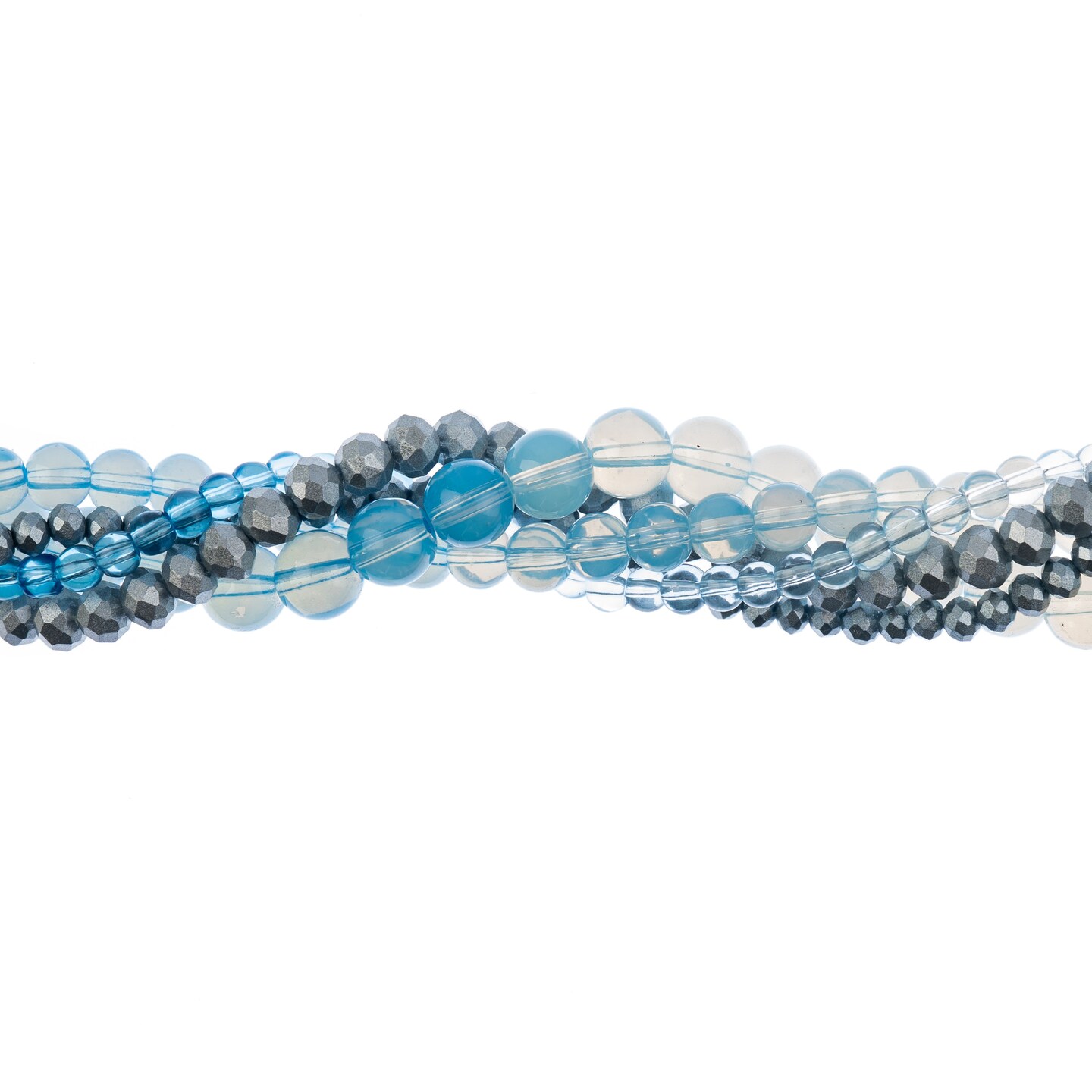 Crystal Lane DIY Blue Sky Twisted Glass &#x26; Pearls Beads, 5 Strands