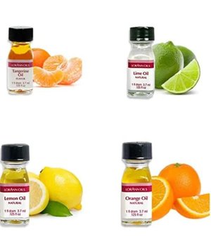 LorAnn SS 4 pack Citrus Flavor Mix (Tangerine Oil, Lime Oil, Lemon Oil. Orange Oil) - 1 dram bottle (.0125 fl oz - 3.7ml) Bottles