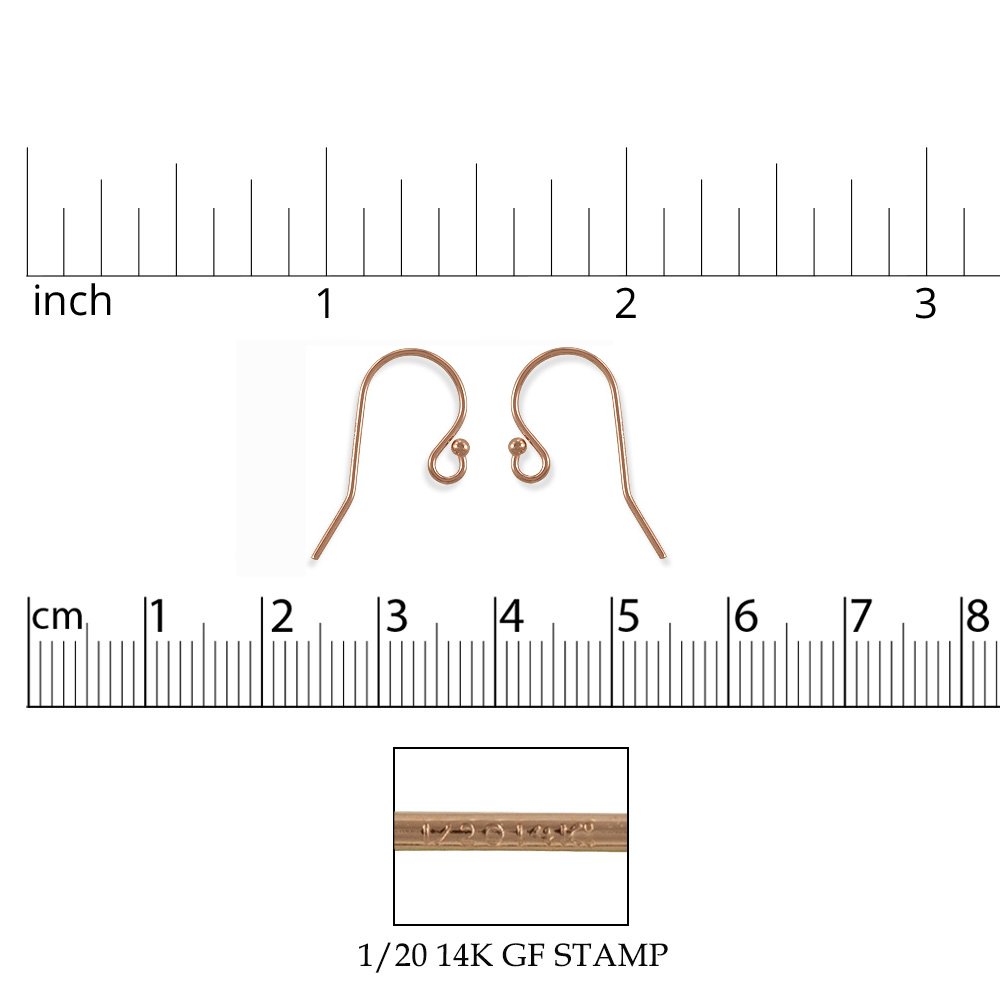JewelrySupply Rose Gold Filled Earring Wires with Ball End (1 Pair of Earrings)