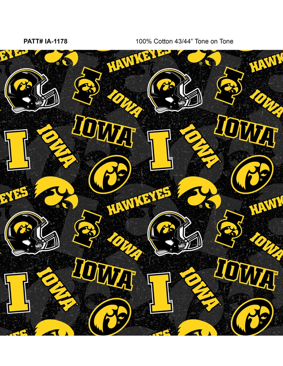 Sykel Enterprises-University of Iowa Cotton Fabric-Iowa Hawkeyes Tone On Tone Cotton Quilting Fabric