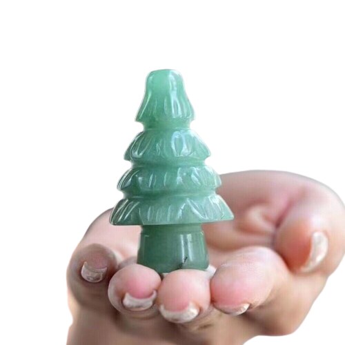 Kitcheniva Aventurine Christmas Tree Mini Crystal Carving Figurine