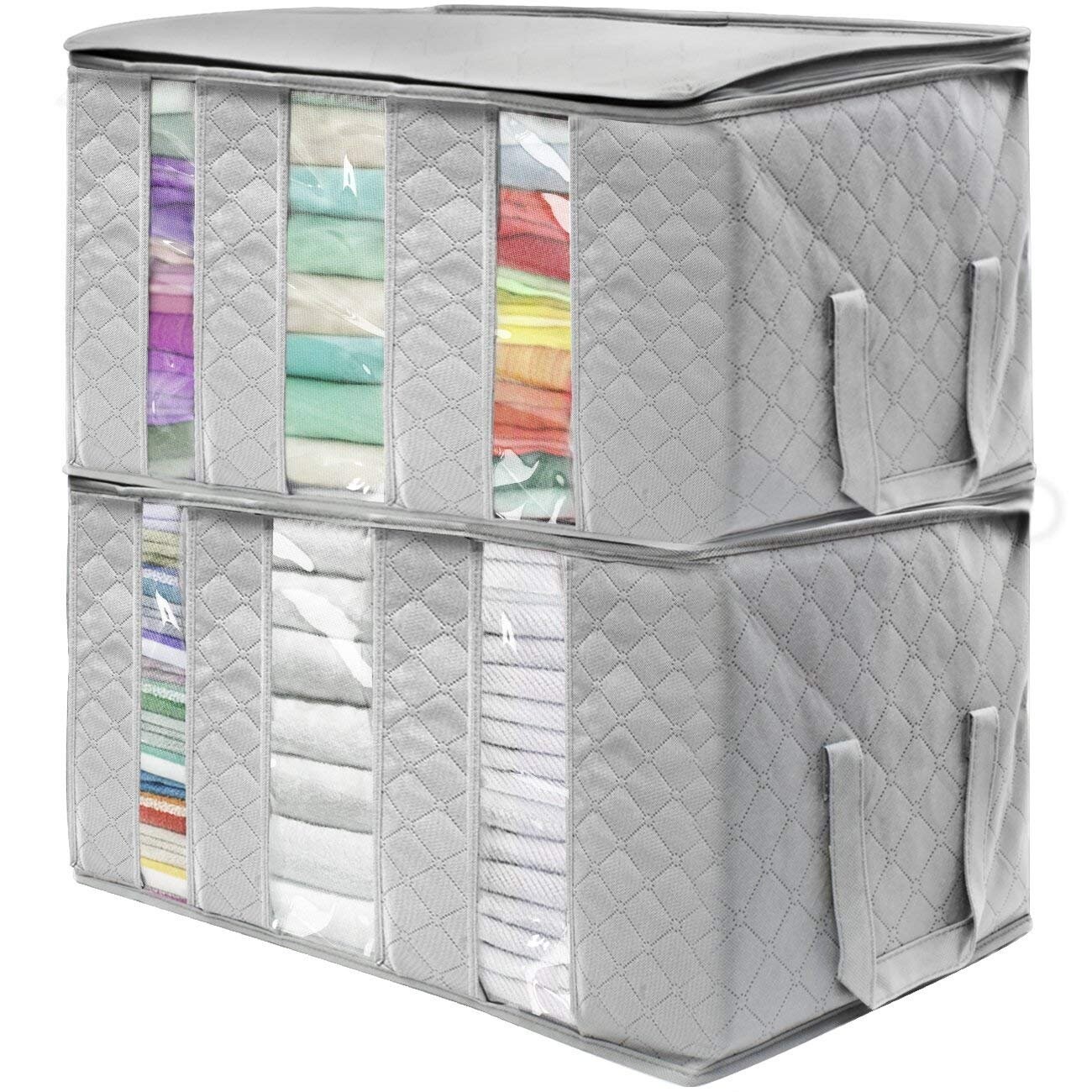 Sorbus Foldable Storage Bag Organizers with 3 divided sections (2 Pack)