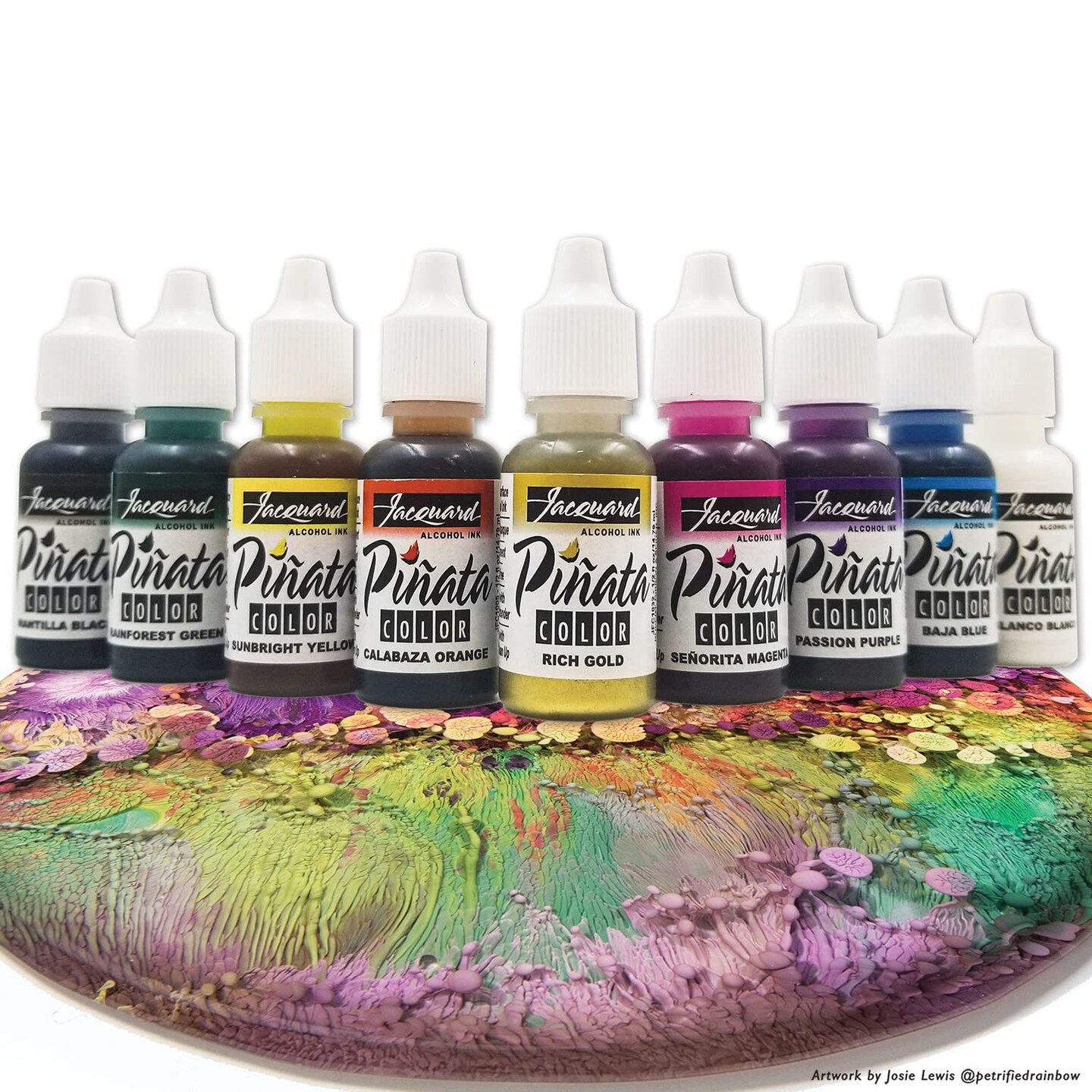 Jacquard Alcohol Ink Set - Pinata Color Exciter Pack - Highly Saturated - Acid-Free - 9 Assorted Colors Half Ounce