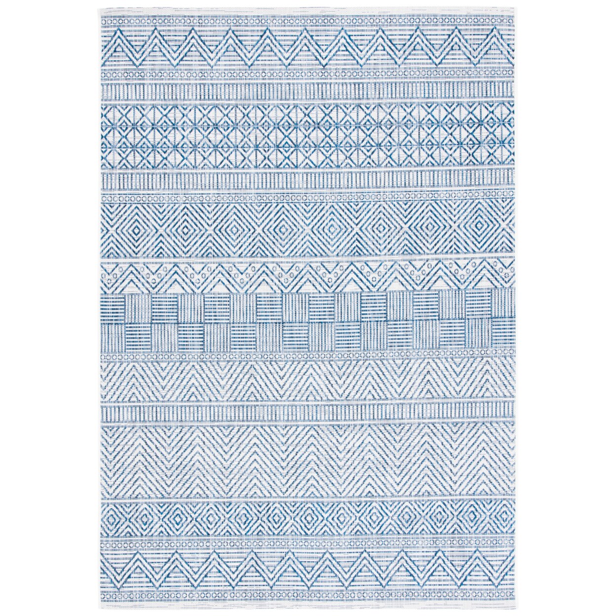 Safavieh Outdoor Cy8196-53412 Courtyard Ivory / Navy Rug Area Rug Carpet Shag
