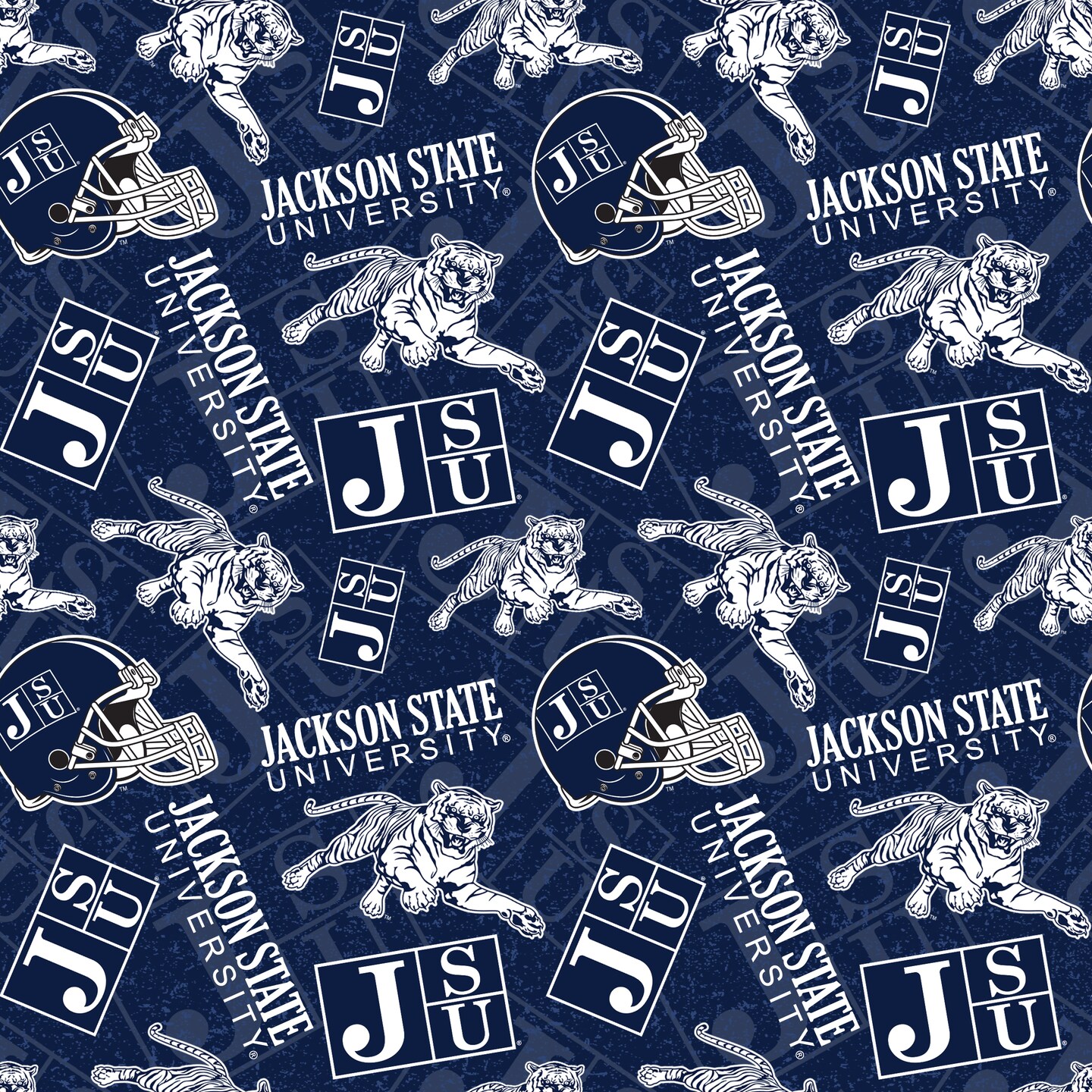 Sykel Enterprises-Jackson State University Cotton Fabric-Jackson State Tigers Tone On Tone Cotton Quilting Fabric