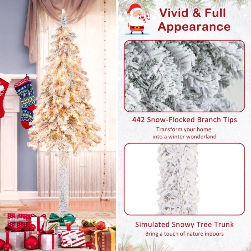 Indoor Artificial 6 Feet Pre-Lit Slim Pencil Christmas Tree