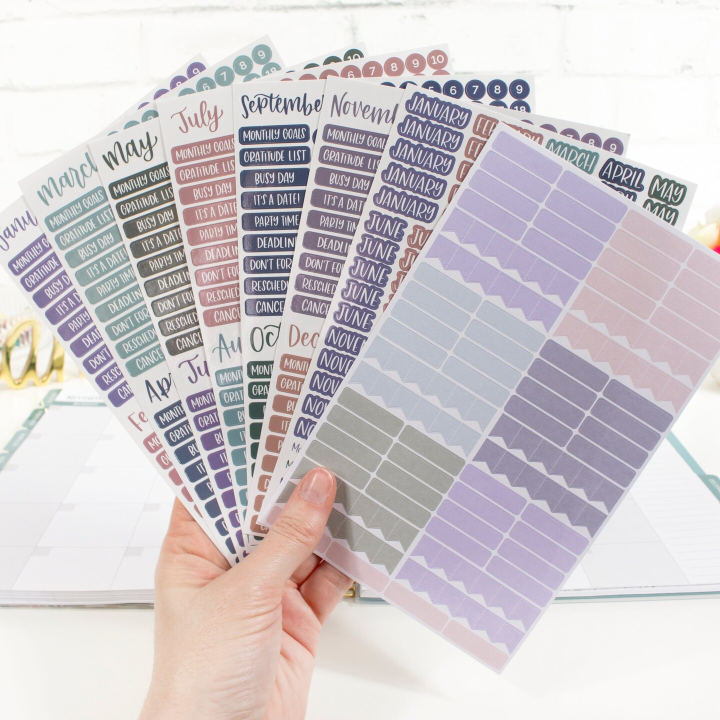bloom daily planners Sticker Sheets, Calendar Essentials, 1,629 stickers
