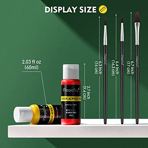 Magicfly Outdoor Acrylic Paint, Set of 30 Colors/Tubes (60 ml, 2 oz.) with Storage Box, Rich Pigments, Multi-Surface Paints for Rock, Wood, Fabric, Leather, Paper, Crafts, Canvas and Wall Painting