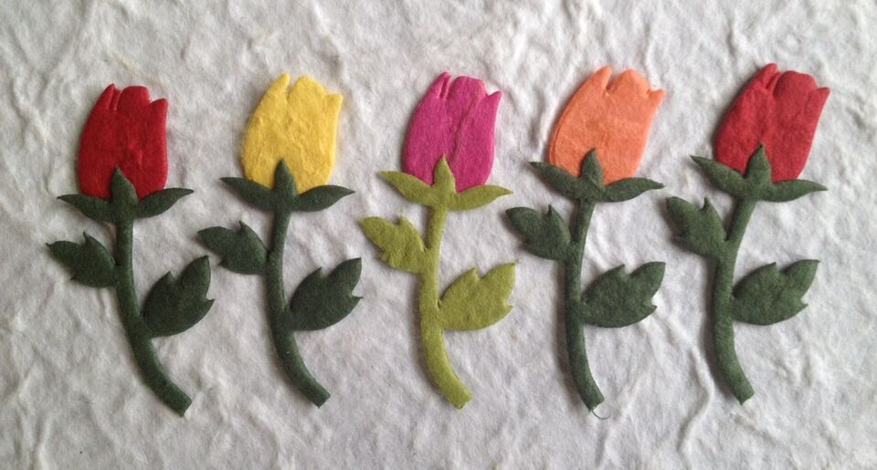 50 Roses rose Diecut Handmade Mulberry Paper .