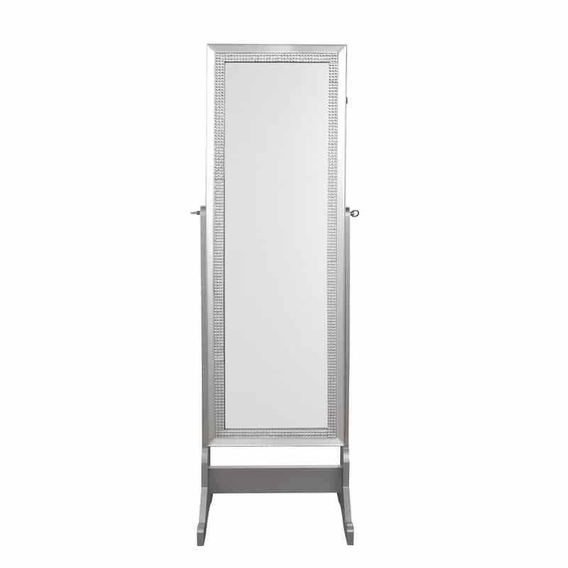 Shimmer Crystal Border Cheval Mirror Jewelry Armoire with LED Lights